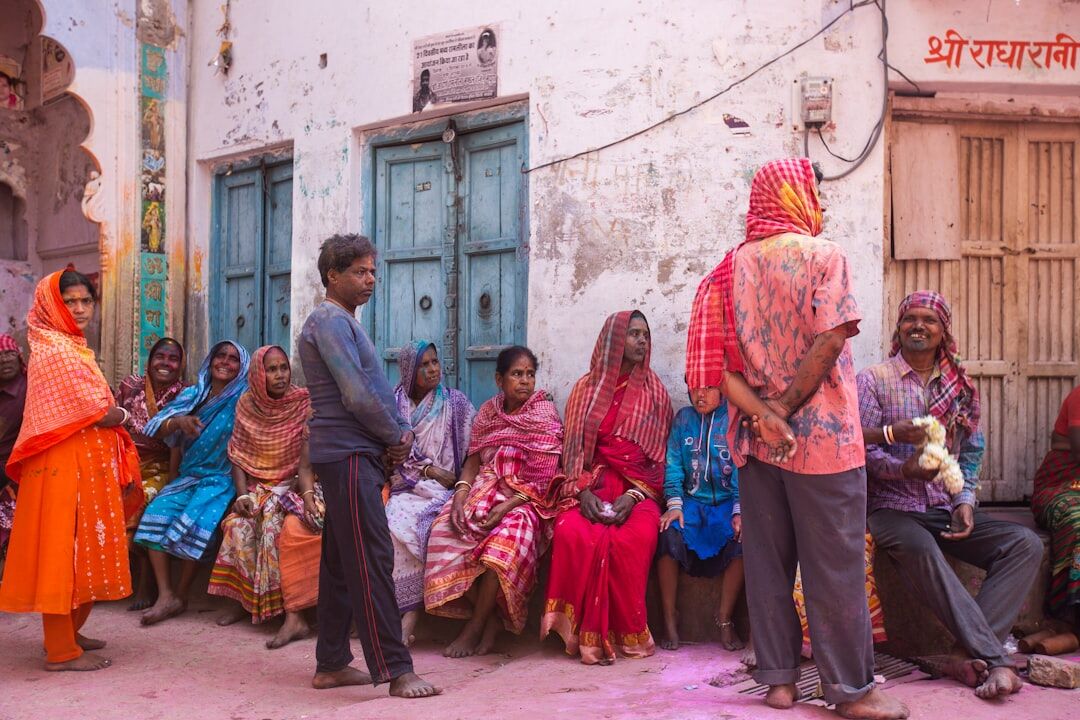 photographer interviewing locals