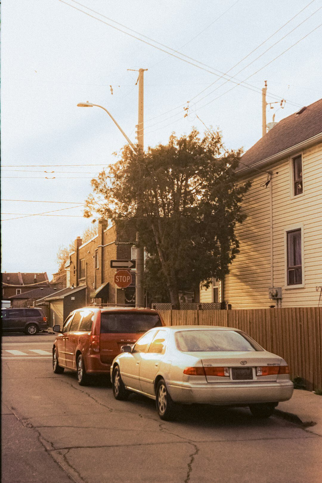 urban neighborhood street scene