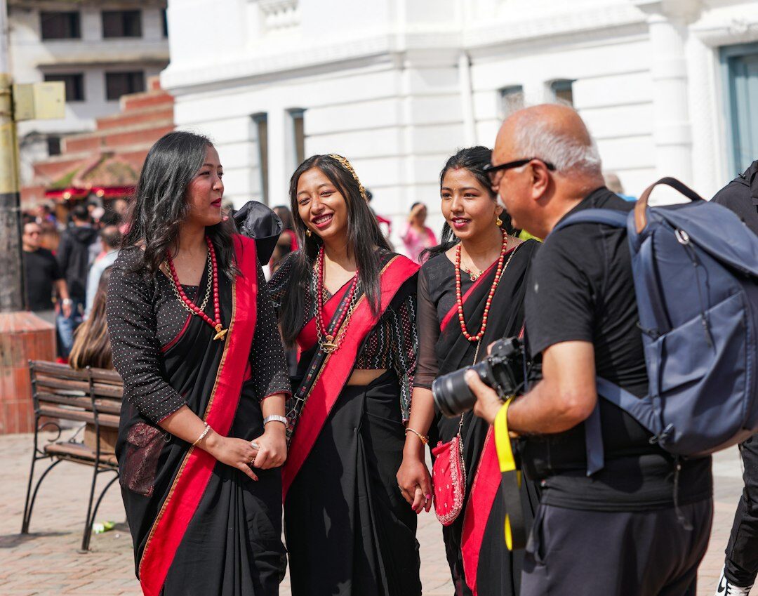 photographer with locals